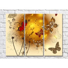 Картина ArtPoster Butterflies and dandelions on a Beige background with a Golden sun (500057)