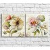 Pictură ArtPoster Butterflies and flowers multicolored on a Beige background, diptych (3467648)