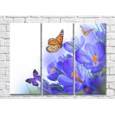 Картина ArtPoster Butterflies on a background of Lilac crocuses (3448876)