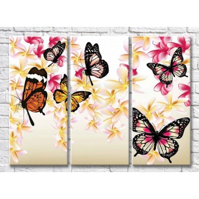 Картина ArtPoster Butterflies on a background of plumeria flowers (3565112)