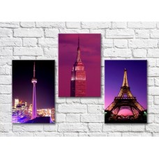 Картина ArtPoster Towers of the cities of the world against a Lilac background (500007)