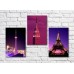 Pictură ArtPoster Towers of the cities of the world against a Lilac background (500007)