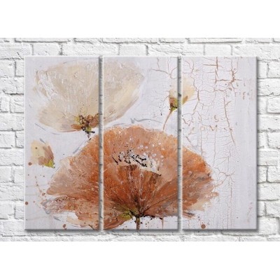 Картина ArtPoster Beige poppies on a background of aged White paint (3448934)