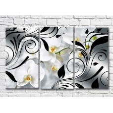 Pictură ArtPoster White orchid and Black patterns on a Light background (3565115)