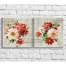 Pictură ArtPoster Colorful bouquet of flowers on the background of architecture and text, vintage, diptych (3467746)