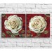 Pictură ArtPoster White rose bud on a Red background with patterns, diptych (3467705)