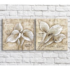 Pictură ArtPoster Calla lilies in vintage style on a Beige background, diptych (3467724)