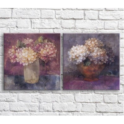 Pictură ArtPoster Hydrangeas in vases with oil, still life, diptych (3467712)