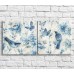 Pictură ArtPoster Blue butterflies and birds on a background of flowers, diptych (3467707)