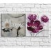 Pictură ArtPoster Burgundy poppies and White water lily in Black and White style, diptych (3467692)