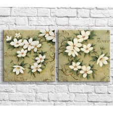 Pictură ArtPoster White lilies on vintage background, diptych (3467664)