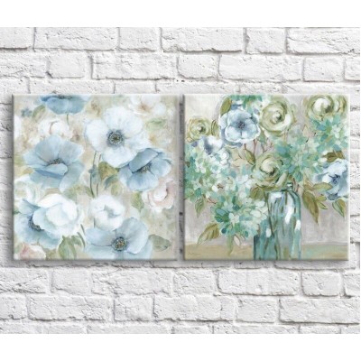 Pictură ArtPoster Bouquet of wildflowers in a vase on a White background, diptych (3467698)