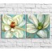 Картина ArtPoster Buds of White flowers in oil on a Blue background, diptych (3467701)