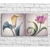 Pictură ArtPoster Ladybug and Yellow calla lilies on a Purple background, diptych (3467689)