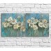 Pictură ArtPoster White field daisies in oil, on a Blue background, diptych (3467690)