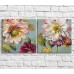 Pictură ArtPoster Burgundy and Pink peonies in oil on an Olive background, diptych (3467691)