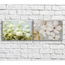 Pictură ArtPoster White wildflowers in oil on a White background, diptych (3467681)