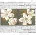 Pictură Magic Color White lilies in oil on Olive background, diptych (3467663)