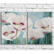 Картина Magic Color White/Red poppies on a Blue background, diptych (3467657)