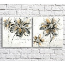 Картина Magic Color White/Brown chrysanthemums on a Bright/White background, diptych (3467649)