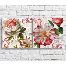 Картина Magic Color White/Pink peonies on a White background with text, diptych (3467653)