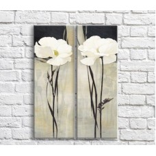 Картина Magic Color White poppies on a Black background, abstraction, diptych (3467637)