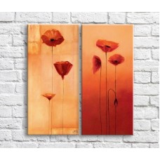 Картина Magic Color Dark/Orange poppies on an Orange background, oil, diptych (3467635)