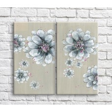 Картина Magic Color White/Gray chrysanthemums on a Gray background, diptych (3467631)