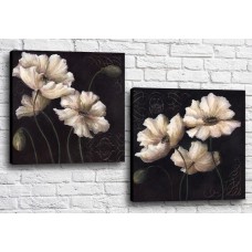 Картина Magic Color Diptych White poppies on a Black background (3428048)