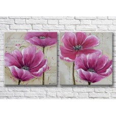 Картина Magic Color Diptych Pink poppies on a Gray background (3428039)