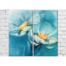 Pictură Magic Color Diptych Blue Poppies, oil (3428043)