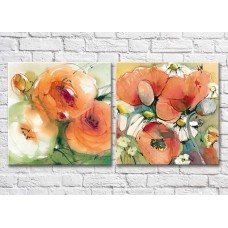 Pictură Magic Color Diptych bouquet of poppies, watercolor (3428035)