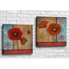 Картина Magic Color Diptych Red poppies patterns (3428031)