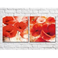 Картина Magic Color Diptych Large Red poppies on a light background (3428032)