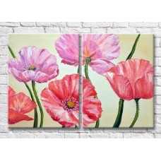 Картина Magic Color Diptych Pink and Red poppies (3428038)