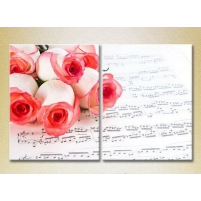 Картина Magic Color Diptych Roses on sheet music (2613826)