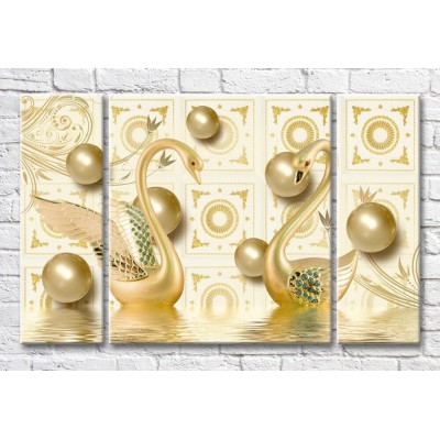 Картина Magic Color Gold swans and balloons on a Gold background (3517886)