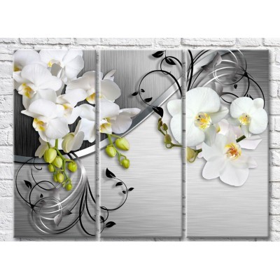 Картина Magic Color White orchid feta on a Silver background (3517840)