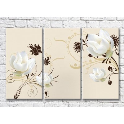 Картина Magic Color White flowers against Beige background (3517841)