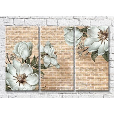 Pictură Magic Color White magnolia flowers against a brick wall (3517842)