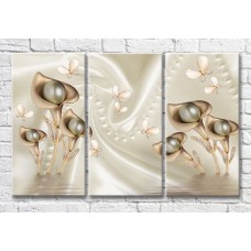 Картина Magic Color Golden calla lilies and pearls on a silk background (3517855)