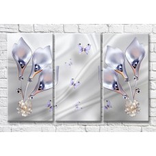 Картина Magic Color Pearl flowers and Purple butterflies on a silk background (3517866)