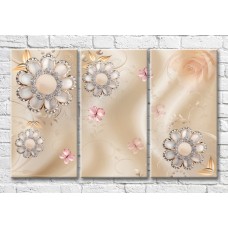 Картина Magic Color Flowers from precious stones on a Beige background (3517877)