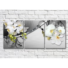 Картина Magic Color Branches of White orchids on a Gray metallic background (3517889)