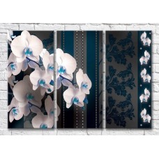 Картина Magic Color Branches of White orchid on a Gray background with Blue patterns (3565114)