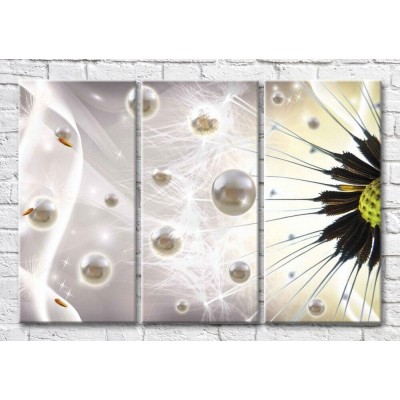 Картина Magic Color Dandelion petals and pearls on gray background (3565121)