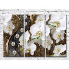 Картина Magic Color White orchid with pearls on a Bronze background (3565122)