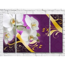 Картина Magic Color White orchid on a Purple background with Gold patterns (3565136)