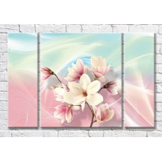 Картина Magic Color Magnolia branch on Pink/Blue background (3565147)