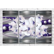 Картина Magic Color Orchids and spheres on a Gray background with Lilac stripes (3565124)